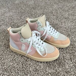 Veja V-15 Leather High-top Sneakers